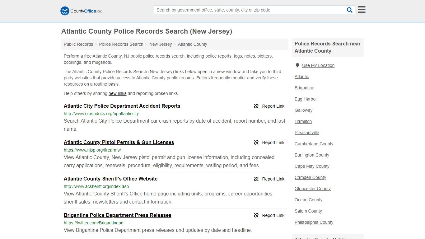 Atlantic County Police Records Search (New Jersey) - County Office